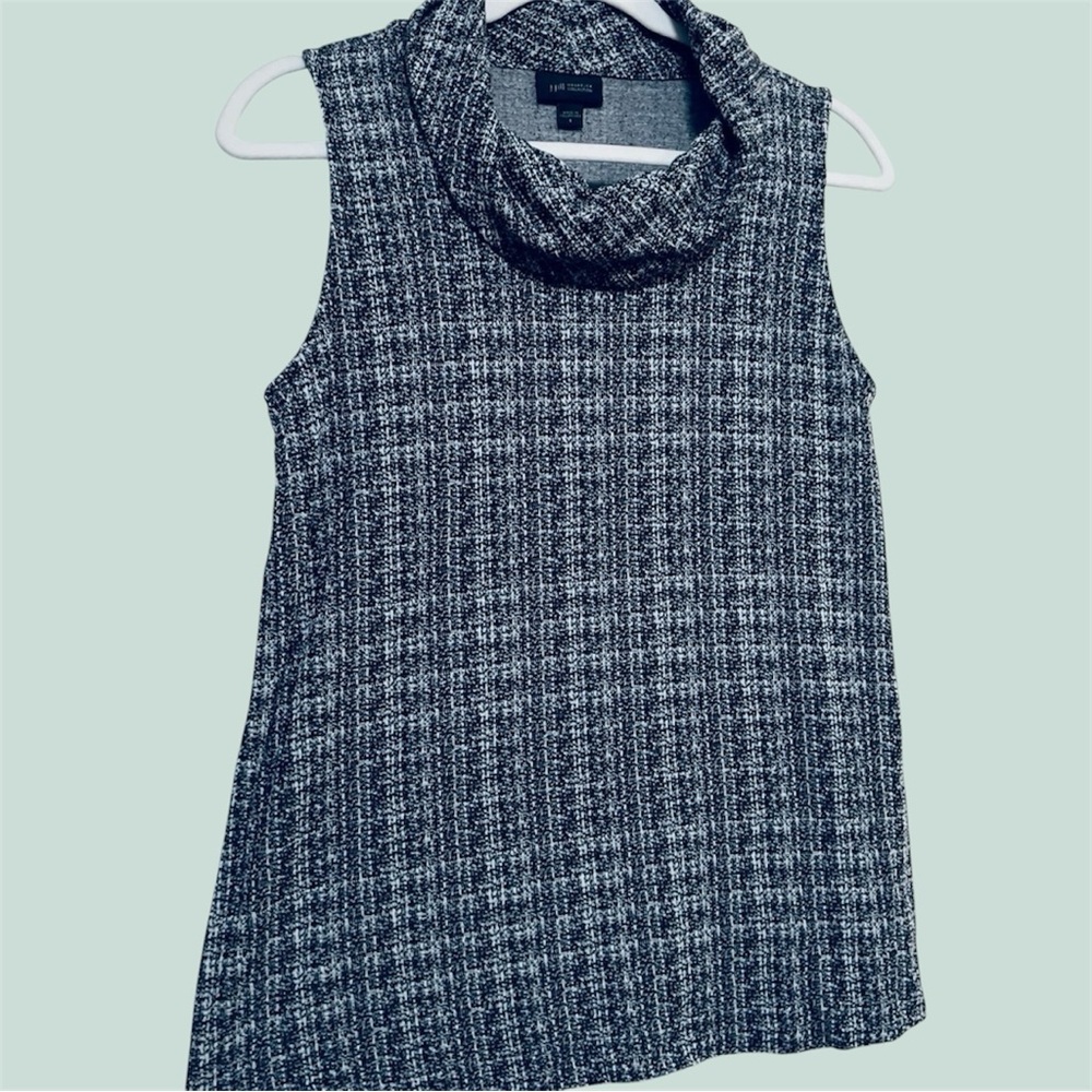J Jill Knit - Stretch Sleeveless Black & White Cowl Neck Top Size Small - Picture 2 of 9